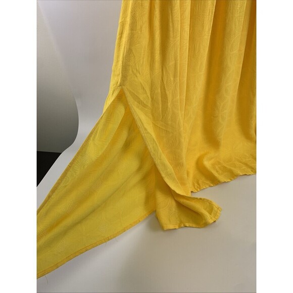 Cupshe Yellow Beach Cover Up Dress V-Neck Dolman Sleeve Side Slits Rayon Medium - Picture 6 of 16